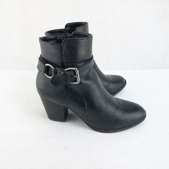 Bass & Co Felicia Womens Ankle Boots Size 6 M Black Heel Bootie Outdoor #2363 - Picture 6 of 9